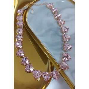 Pink Heart Crystal Necklace - Elegant Statement Jewelry